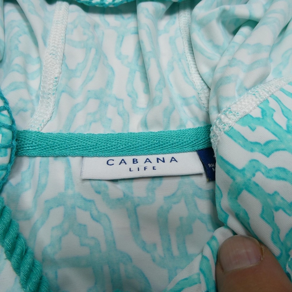 Cabana Life Hooded Tunic Womens Small Blue White Tassel Swim Cover Up Boho Beach - Picture 3 of 9